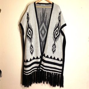 World Market | Long Jacquard Shawl Poncho